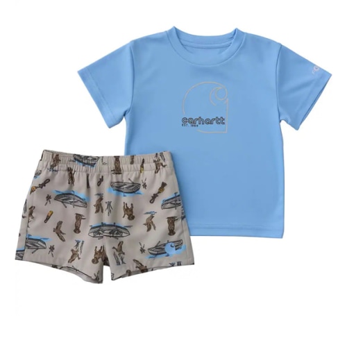 Boys' 2-Piece Short Sleeve Sun Defender® Force® Shirt & Woven Short Set (Baby) | Carhartt