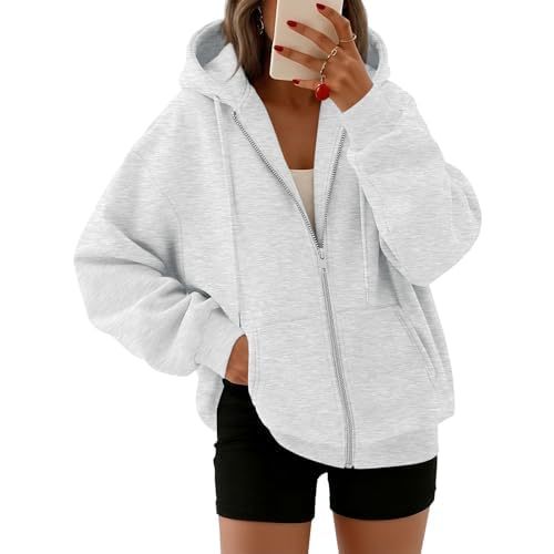 Trendy Queen Womens Oversized Zip Up Hoodies Y2K Fall Sweatshirts 2026