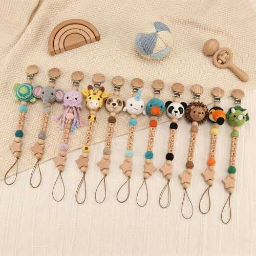 Secure Animal Dummy Clip with Custom Name | Personalized Pacifier Holder