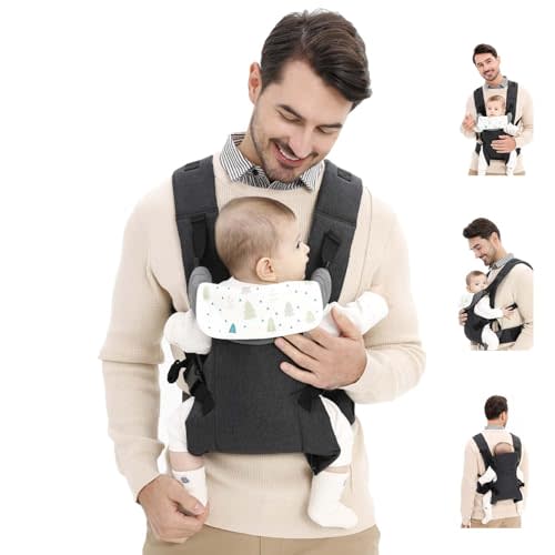 Baby Sling Carrier,4-in-1 Ergonomic Baby Backpack Front Carrier,Newborn to Toddler Wrap Lightweight Adjustable Baby Sling,Black