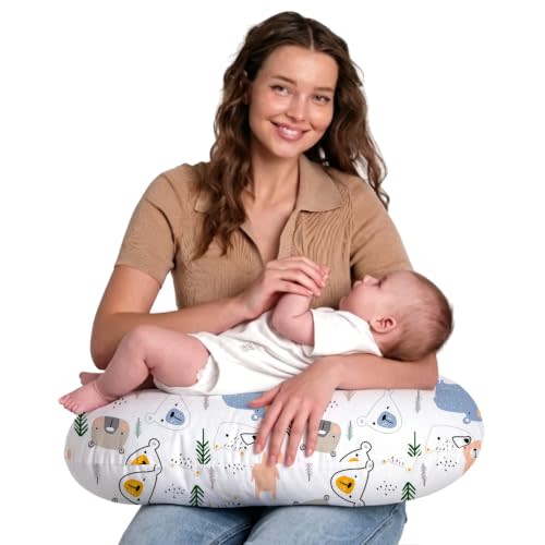 Little Grape Land Nursing Pillow for Infants, Breastfeeding Pillows, Baby Pillow for Nursing, Bottle Feeding with Machine Washable Cover & Breathable Filling