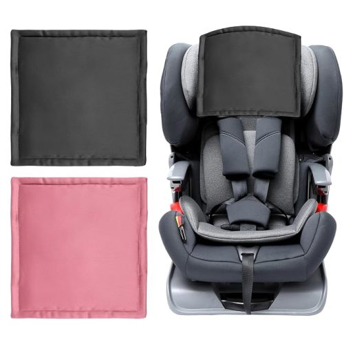 Silky Head Carseat Cover for Babies Satin Head Cover Silk Feeling for Baby Car Seat Canopy Headrest Protector 2pcs for Boys Girls Infant Sleeping Hair Protection Pink Black