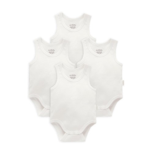 Purebaby Rib Bodysuit 4 Pack | David Jones