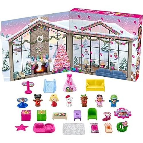 Fisher-Price Little People Barbie Toddler Toy Advent Calendar Playset, 24 Christmas Figures & Pieces for Pretend Play Kids Ages 18+ Months