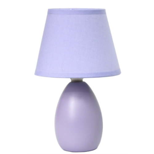 Simple Designs Ivory Mini Egg Oval Ceramic Table Lamp, Off-White