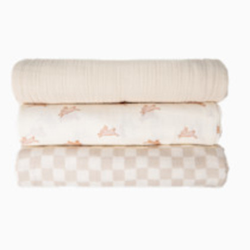 Tiny Kind Organic Muslin Swaddle (3 Pack) - Bunny Hop