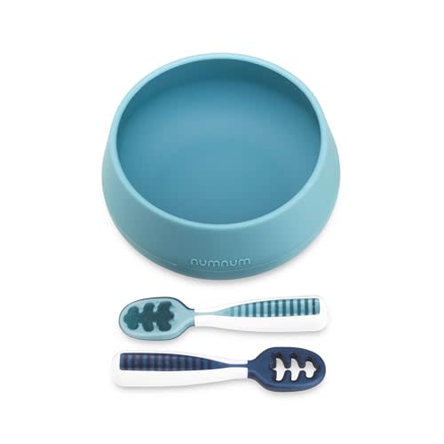 NumNum Suction Bowls for Babies & Toddlers, Extra Strong Non-Slip Suction, 100% Food-Grade Silicone, BPA-Free, Microwave & Dishwasher Safe, Baby-Led Weaning Bowls for 4+ Months & GOOtenils Blue