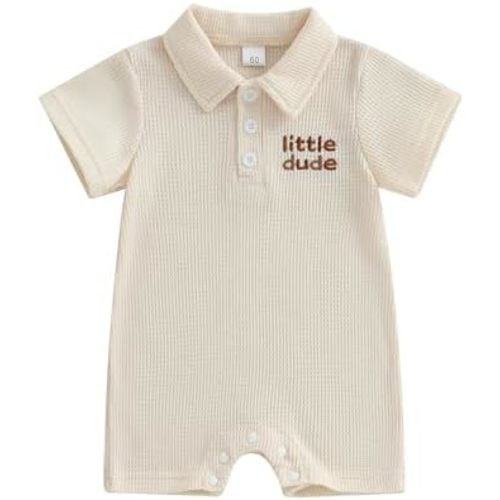 Baby Boy Summer Romper Golf Embroidered Contrast Color Button Collared Short Sleeve Infant Jumpsuit