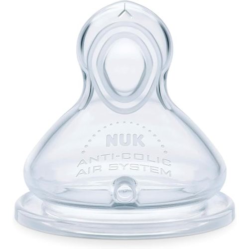 NUK Smooth Flow Anti Colic Baby Bottle Nipples, Size 2 (6+ Months), Medium Flow, 2 Pack