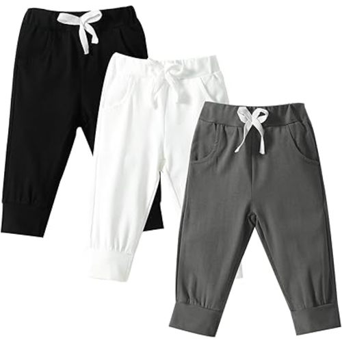 DREAM BUS Pack of 3 Toddler Jogger Pants with Pocket Toddler Boy Sweatpants Baby Boy Pants Infant Newborn Leggings