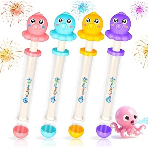 4Pack Fireworks Shaped Water Gun for Kids, Cute Cartoon Style Firework Water Spray Gun, Couple Romance Fire Works Watergun for Bathing, Pool, Party Entertainment Family Gathering, Marriage Proposal
