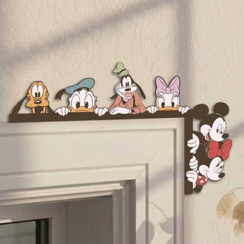 Disney Mickey And Friends Door Corner Sign, Mickey Minnie Daisy Donald Pluto Goofy Wooden Door Topper, Disney Home Decor, Kid Room Decor
