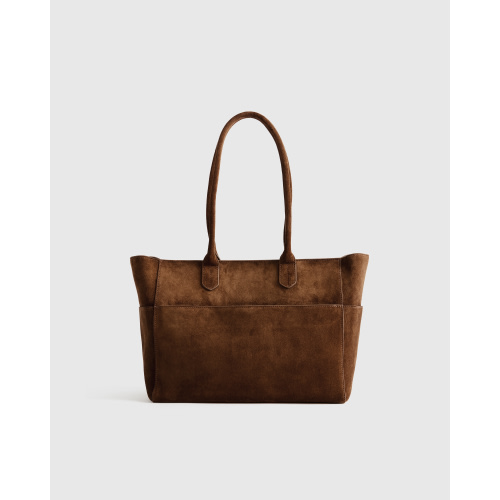 Italian Suede Shopper Tote in Midnight