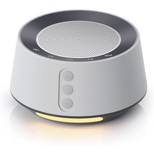 White Noise Machine with Night Light – 20 Soothing Sounds, 10 Color Lights, 5 Timer Settings & Memory Function, Portable Sleep Sound Machine for Baby Nursery, Kids & Adults, Grey