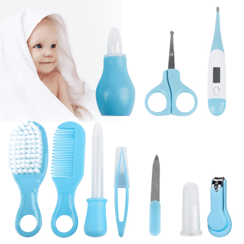 10 in 1 Baby Healthcare and Grooming Kit for Girl Boy Care Kit Toddlers Nail Clippers (Blue)