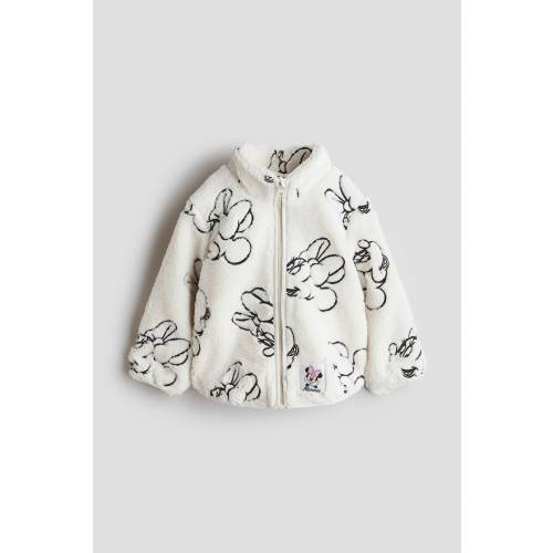 EMBROIDERED-MOTIF TEDDY FLEECE JACKET