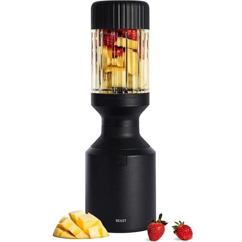 Beast Mega 1200 | Premium Countertop Blender | Smoothies, Shakes, Sauces, Dips, Soups | Blends Ice and Frozen Fruit | Includes Extra Lids and Straw System | 1200W | (Carbon Black, 120V)