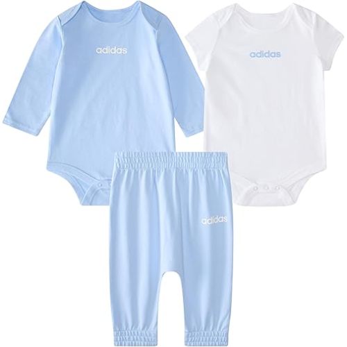 adidas baby-boys 3-piece Linear Logo Bodyshirt & Pant Set