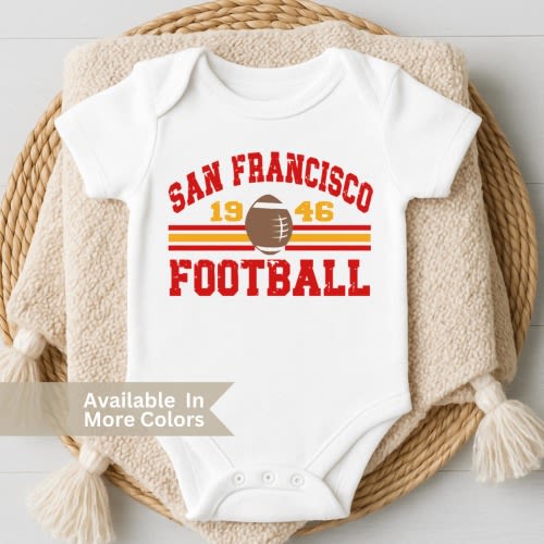 San Francisco Football Baby Bodysuit- Personalized Football Bodysuit- Retro 49er Football Toddler Shirt- Infant Football Baby Shower Gift