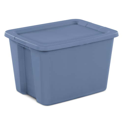 Sterilite Large Storage Bin, 18 Gallon Plastic Storage Container with Snap-On Lid, Blue