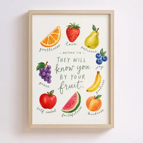 Fruit of the spirit art. This is a digital download, but we like the design to be printed. If you feel so inspired to share your artistic ability that would be sweet too.