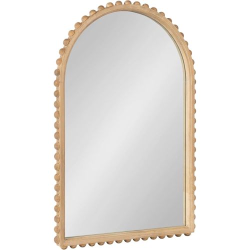 Beaded Arched Mirror, 20 x 30, Natural Wood