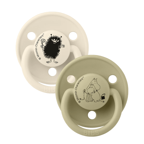 BIBS x Moomin De Lux Pacifiers 2 Pack Stinky - Ivory/Khaki – Bibsworld store US