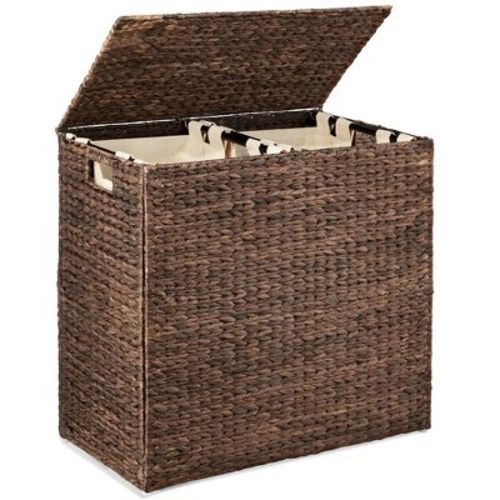 Best Choice Products Large Laundry Hamper W/Lid, Hyacinth Basket, W/Washable Liner Bag, 30 Gal (114 liters) - Espresso