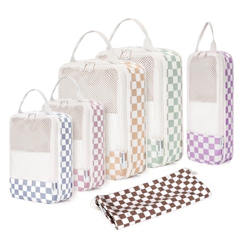 Narwey 6 Set Compression Packing Cubes for Travel Kids Women Carry on, Packing Organizers Bag for Backpack Luggage Suitcase Duffle Bags