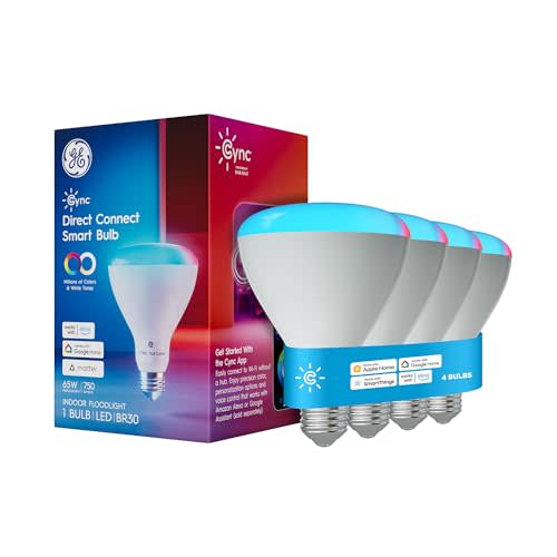 Cync GE BR30 LED Smart Light Bulbs, Indoor Floodlight Bulb, Color Changing Room Decor, WiFi Lights, Compatible with Alexa and Google Home, Matter Compatible (4 Pack)