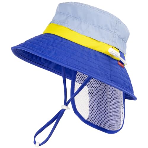 HECCEI Baby Sun Hat with Neck Flap, Windproof, Sunscreen, Warm, UPF 50+ DryShade SkyCandy Outdoor Beach Hat for 0-24 Months