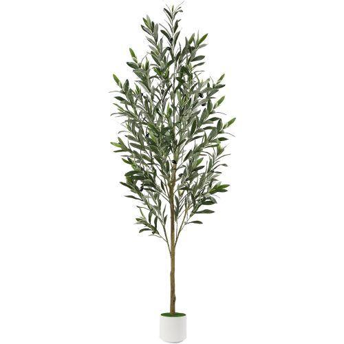 Alupssuc 5FT Artificial Olive Trees, Faux Silk Plant with Lively Artificial Trunk and Lifelike Fruits, Indoor Fake Potted Tree with White Planter for Modern Home Office Living Room Decor