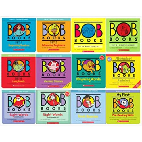 Bob Books Complete Sets Collection (12 Sets) - Set 1, 2, 3, 4, 5, Animal Stories, Rhyming Words, Alphabet, Sight Words Kindergarten, Sight Words First Grade, First Stories, Pre-Reading Skills