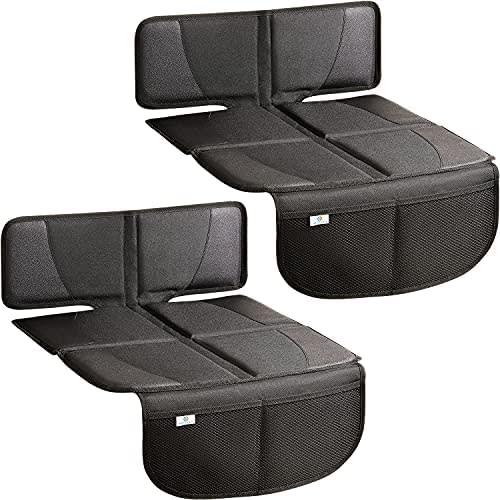 H Helteko Car Seat Protector with Thickest Padding, 2 Pack Car Seat Pad for Child Baby Carseat, Auto Seat Protector from Waterproof & Stain Resistant Kick Mat Material for Leather and Fabric Seat