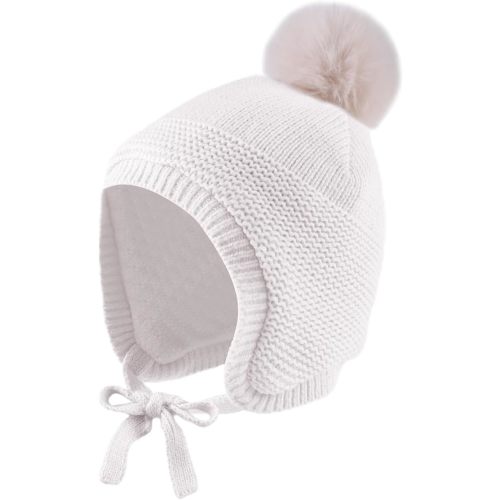 JANGANNSA Basic Winter Baby Boys Beanie Pompom Knitted Girls Hat Kids Earflap Beanies Warm Infant Toddler Hats