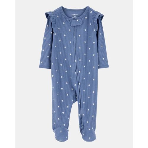 Baby Girl Mini Floral 2-Way Zip Ribbed Sleep & Play Pajamas - Blue - Carter's | Carter's