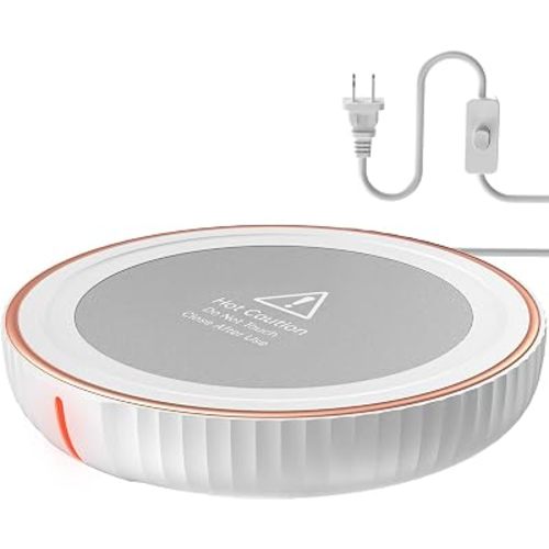 HouseGem Large Candle Warmer Plate - Coffee Cup Mug Warmer for Desk, Candle Melter, Electric Mug Heater for Beverages, Milk & Tea, Coffee Accessories Ideal Gifts Keep Cup Warm (White)