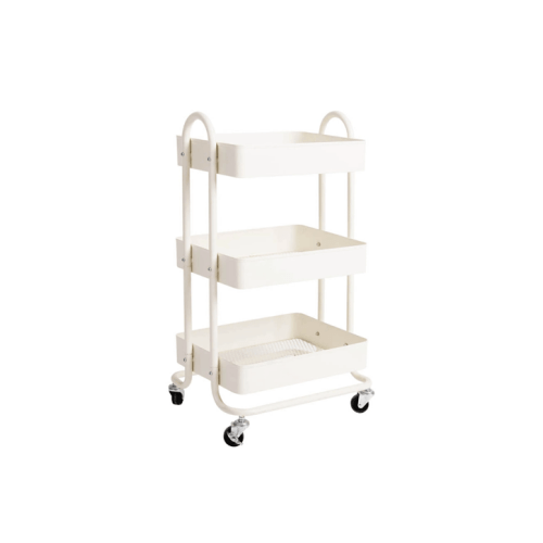 Levede 3 Tiers Kitchen Trolley Cart Steel Storage Rack Shelf Organiser White
