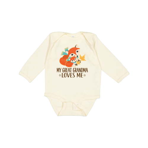 Inktastic My Great Grandma Loves Me Fox Boys or Girls Long Sleeve Baby Bodysuit