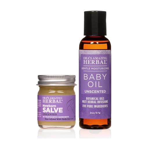 Newborn Salve & Baby Oil Set, Baby Acne Eczema Diaper Rash Natural Treatment, Organic Calendula Licorice Castor Oil, Ora's Amazing Herbal