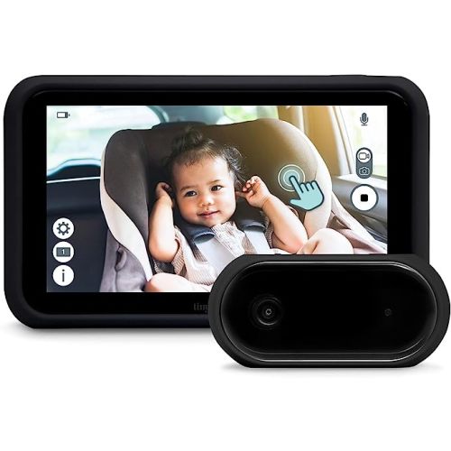 Tiny Traveler 5” HD Touch Screen Baby Car Monitor – Hackproof, No WiFi Baby Camera for Travel and Home, Night Vision, Headrest or Clamp Mount, Baby Reminder Alert - Black