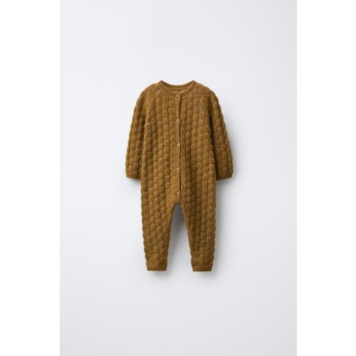 CABLE KNIT LONG JUMPSUIT - Ocher | ZARA United States