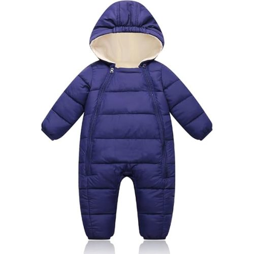 Infant Toddler Snowsuit Cute Newborn Winter Coat Warm Hooded Jumpsuit for Boys Girls 0-24 Months