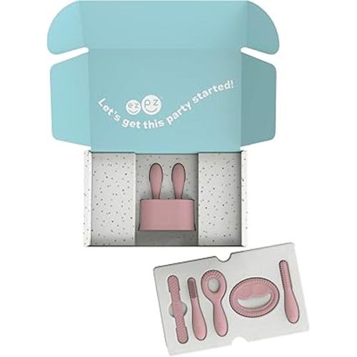 ezpz Kit 1: Prepare for Starting Solids (Blush) - Pre-Feeding Tools to Build Readiness for Starting Solids - Designed by a Pediatric Feeding Specialist - Shower Essentials & Gifts