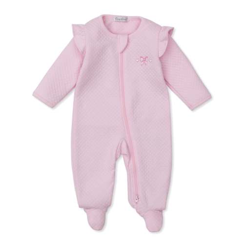 Billowy Bows Pink Jacquard Zip Footie