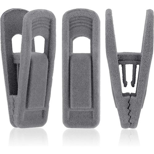 Tinfol Velvet Hanger Clips, 50Pack Gray Pants Velvet Clips, Clothes Hanger Clip, Large Opening Clothes Pin Strong Finger Flocked Clips Perfect for Use with Slim-line Clothes Velvet Hangers