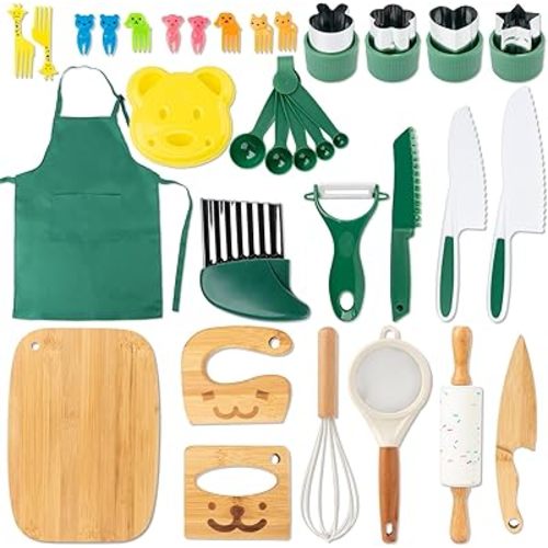 20 Pcs Kids Safe Knife Set for Real Cooking, Montessori Kitchen Tools