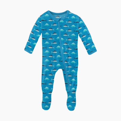 KicKee Pants Footie with Zipper - Amazon Swordfish, Newborn