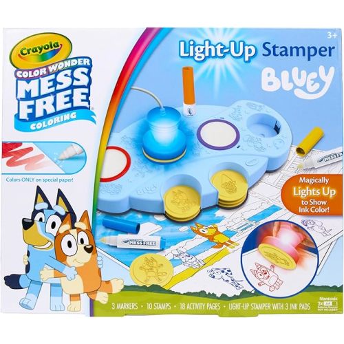 Crayola Magic Light Up Bluey Stamper Art Set, Toddler Mess Free Coloring & Stamping Kit, Essential Easter Basket Stuffer for Kids, Bluey Toys, Gifts for Ages 3, 4, 5