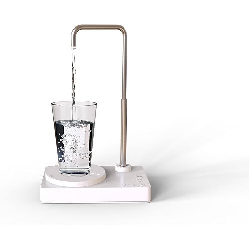 Desk Water Dispenser- Intelligent Desktop Water Bottle, Automatic Water Pump for Universal Bottle Water Dispenser USB Charging Jug Pump for Home, Office, Outdoor (White)